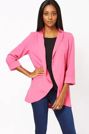 Fuchsia Lightweight Textured Jacket Available in Plus Sizes