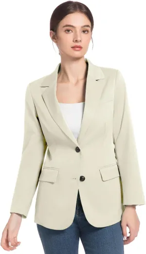 Garemcy Women's Casual Blazer Long Sleeve Coat Open Front Work Office Blazer Lapel Button Jacket with Pockets