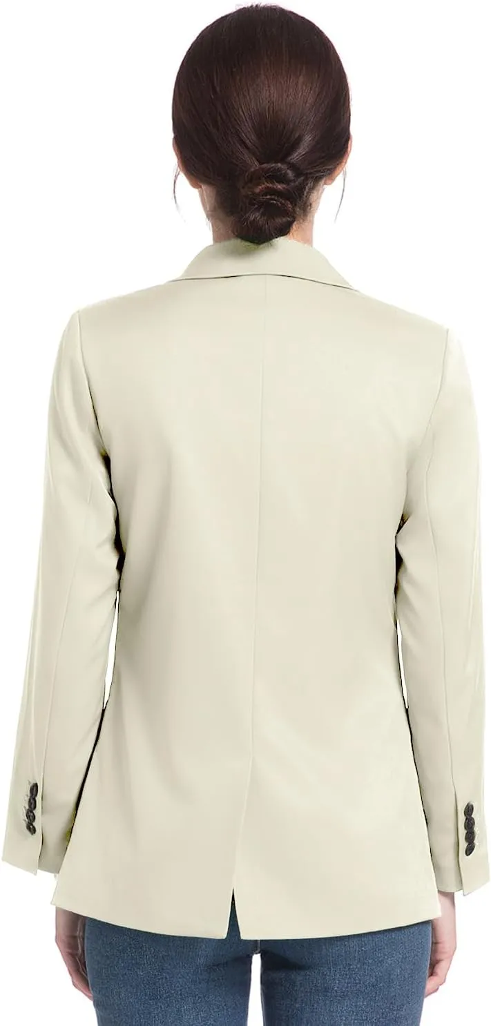 Garemcy Women's Casual Blazer Long Sleeve Coat Open Front Work Office Blazer Lapel Button Jacket with Pockets