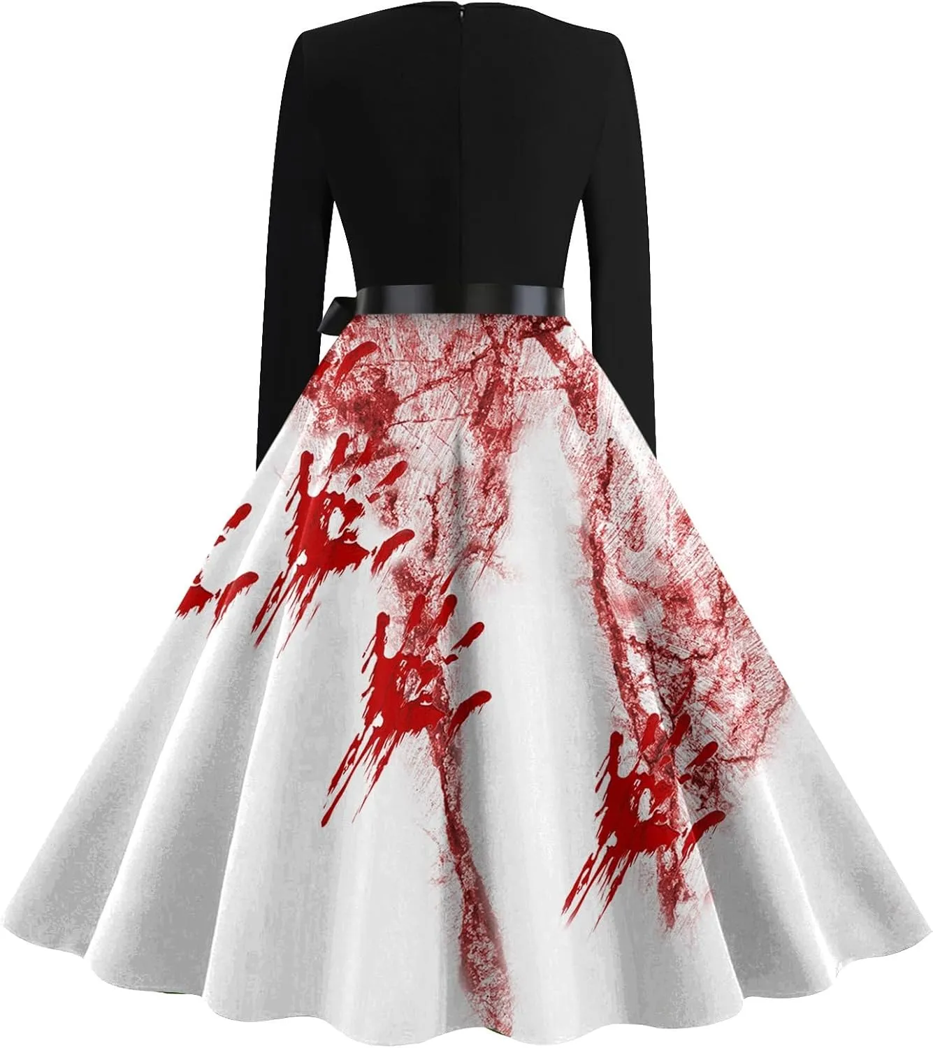 Halloween Dresses for Women Long Sleeve V Neck Plus Size Dress 1950s Cocktail Wrap Costumes