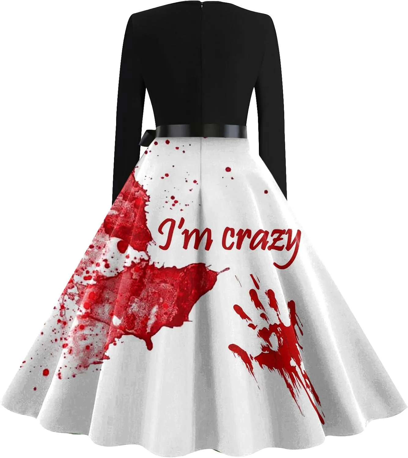 Halloween Dresses for Women Long Sleeve V Neck Plus Size Dress 1950s Cocktail Wrap Costumes