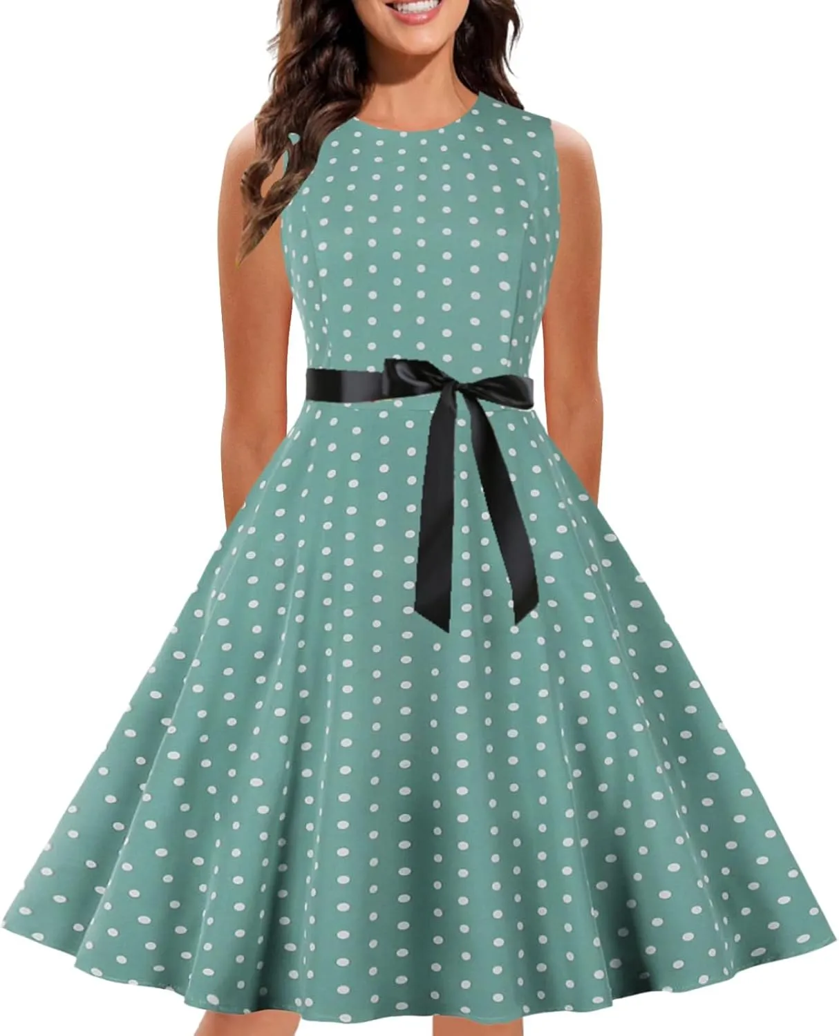 HGOOGY Off Shoulder Dresses for Women Summer Polka Dot Ladies Sun Dress Plus Size Wedding Guest Belt Midi Sundresses