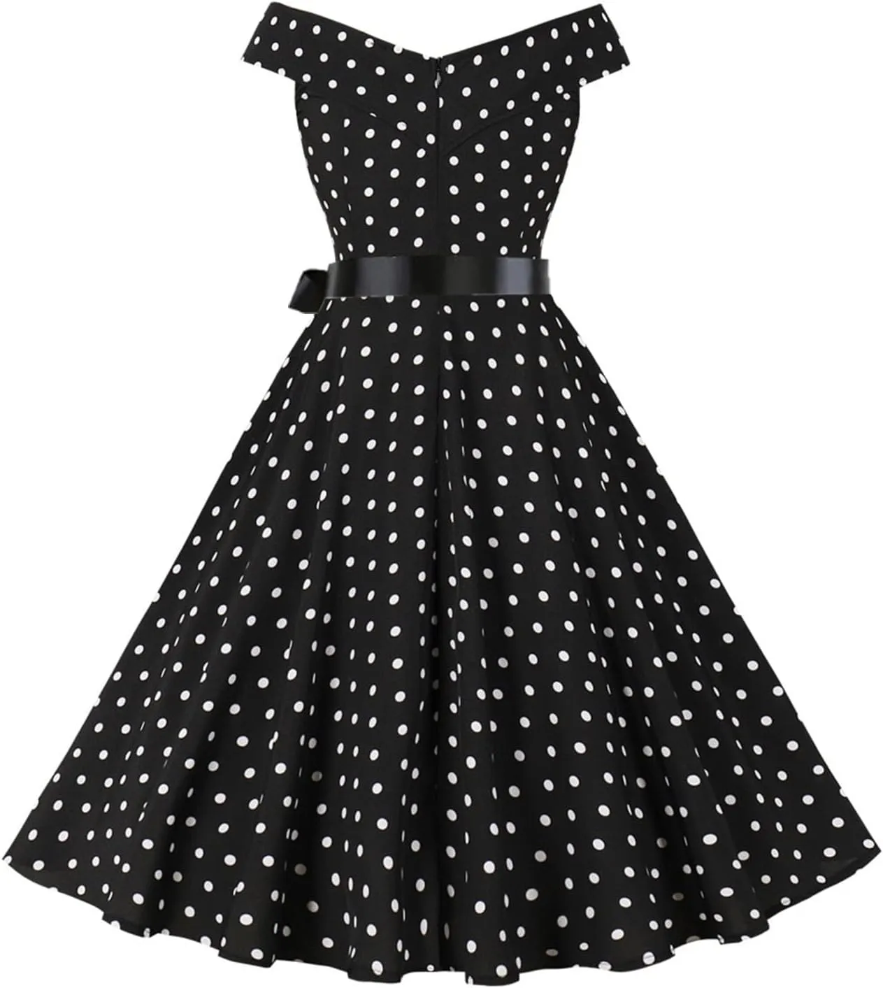HGOOGY Off Shoulder Dresses for Women Summer Polka Dot Ladies Sun Dress Plus Size Wedding Guest Belt Midi Sundresses