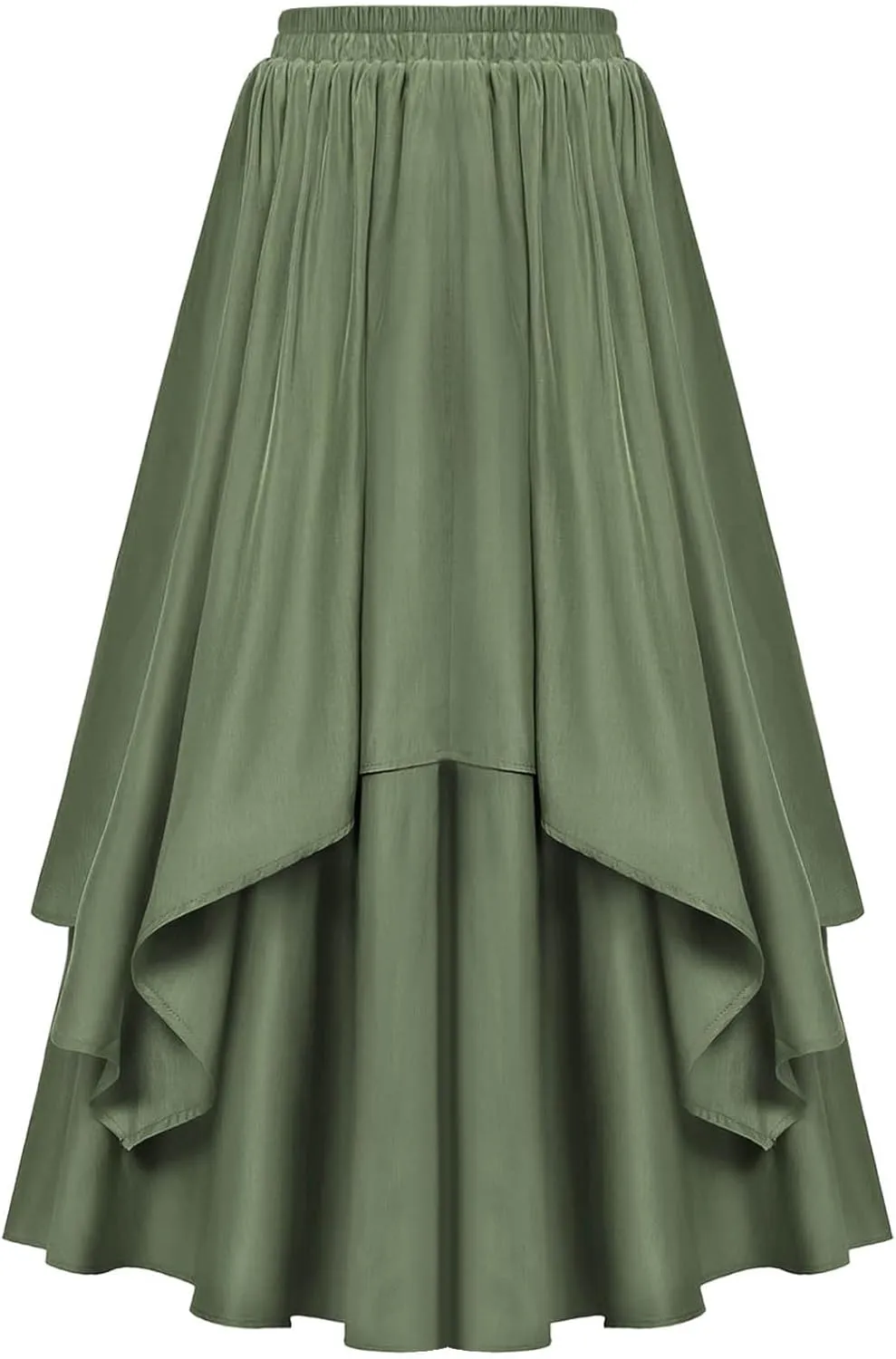 HGps8w Renaissance High Low Skirt for Women Medieval Costume Vintage Gothic Steampunk Victorian Maxi Skirt