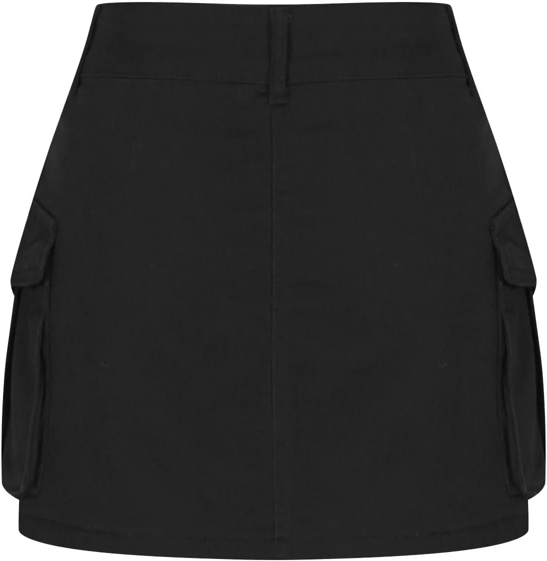 HGps8w Women Girls High Waisted Cargo Skirt 2025 Summer Button Bodycon Y2K Mini Denim Skirt with Flap Pockets