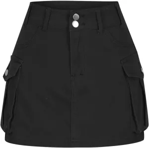 HGps8w Women Girls High Waisted Cargo Skirt 2025 Summer Button Bodycon Y2K Mini Denim Skirt with Flap Pockets