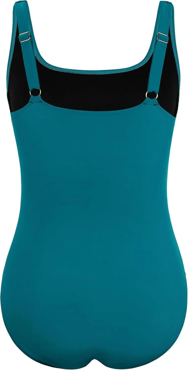 Hilor Women's Underwire One Piece Swimsuit Long Torso Ruched Tummy Control Bathing Suits Push Up Tank Swimwear