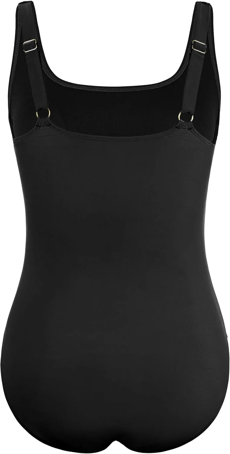 Hilor Women's Underwire One Piece Swimsuit Long Torso Ruched Tummy Control Bathing Suits Push Up Tank Swimwear