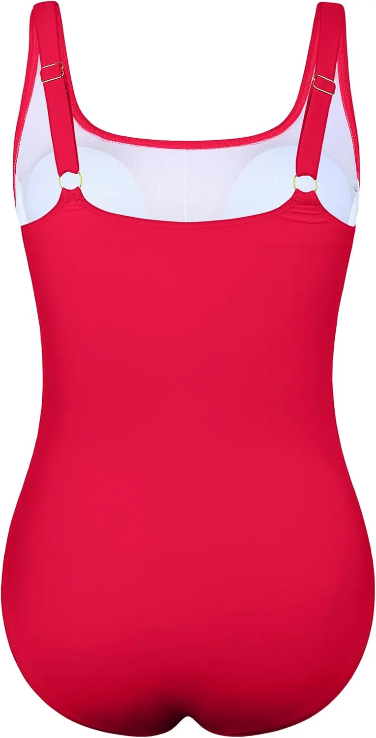 Hilor Women's Underwire One Piece Swimsuit Long Torso Ruched Tummy Control Bathing Suits Push Up Tank Swimwear