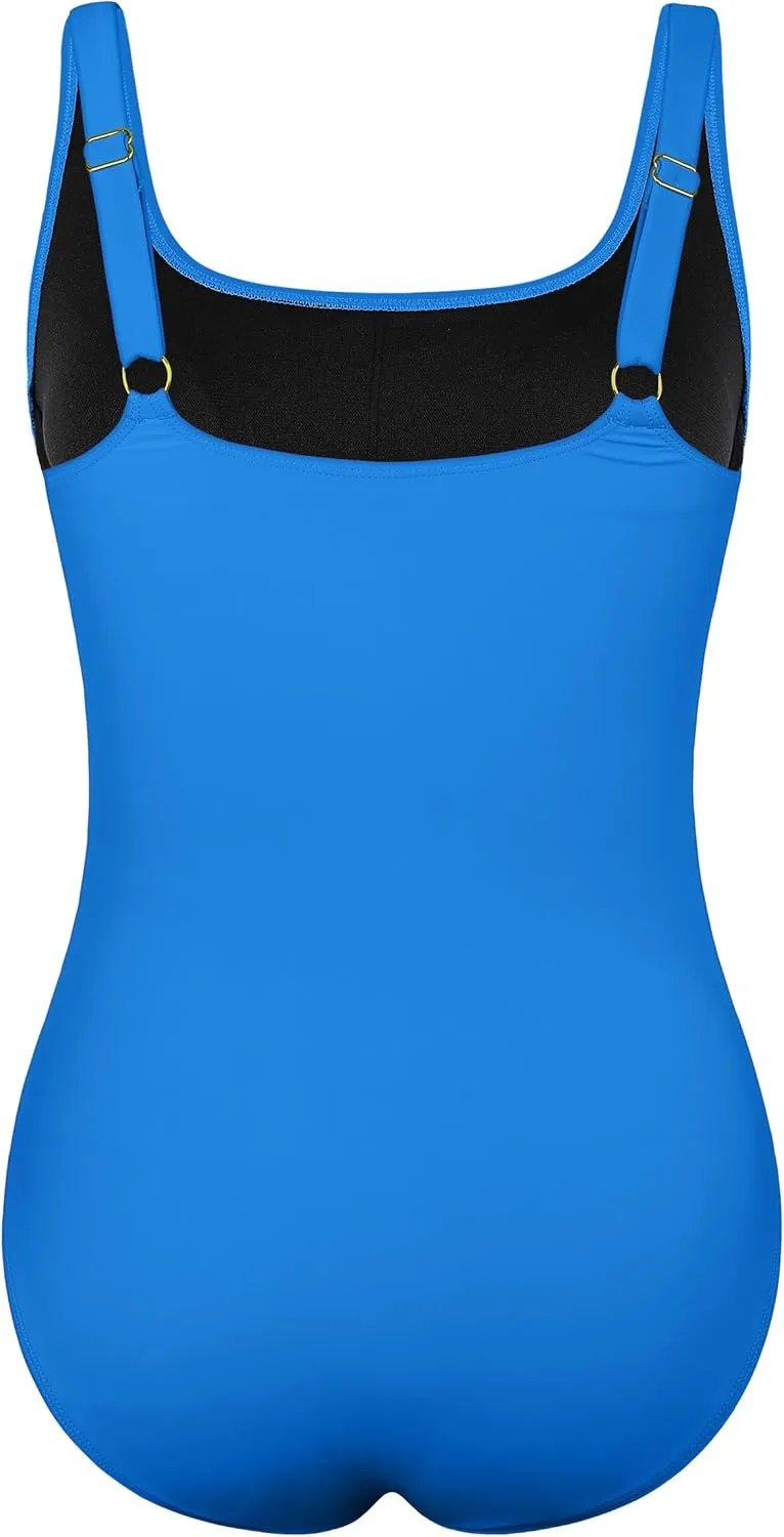 Hilor Women's Underwire One Piece Swimsuit Long Torso Ruched Tummy Control Bathing Suits Push Up Tank Swimwear