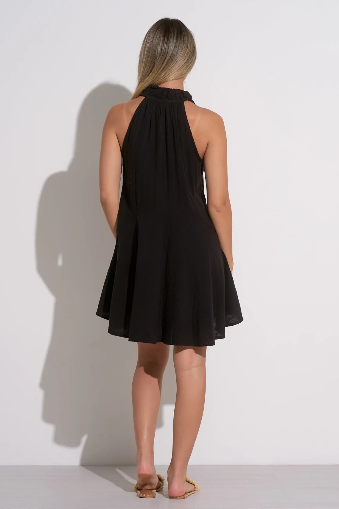 India V-Neck Halter Dress in Black