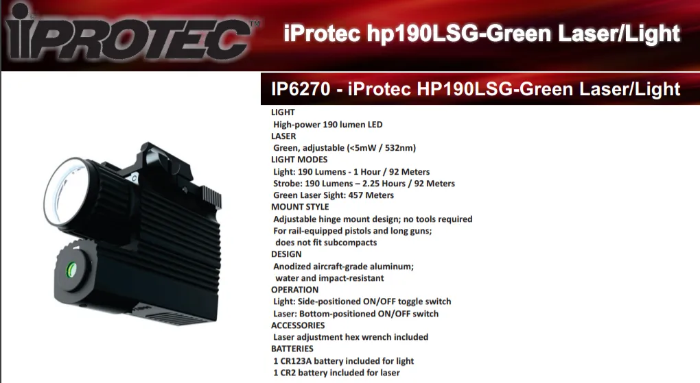 IP6270 iPROTEC HP190LSG GREEN LASER/LIGHT