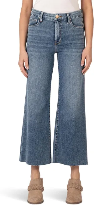 KUT from the Kloth Women's Petite Meg High Rise Fab Ab Wide Leg Raw Hem