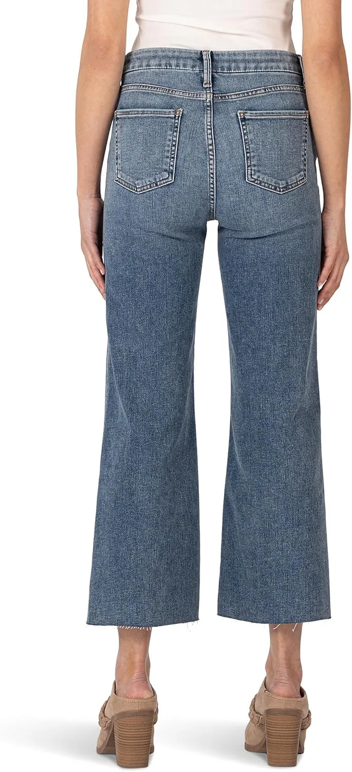 KUT from the Kloth Women's Petite Meg High Rise Fab Ab Wide Leg Raw Hem