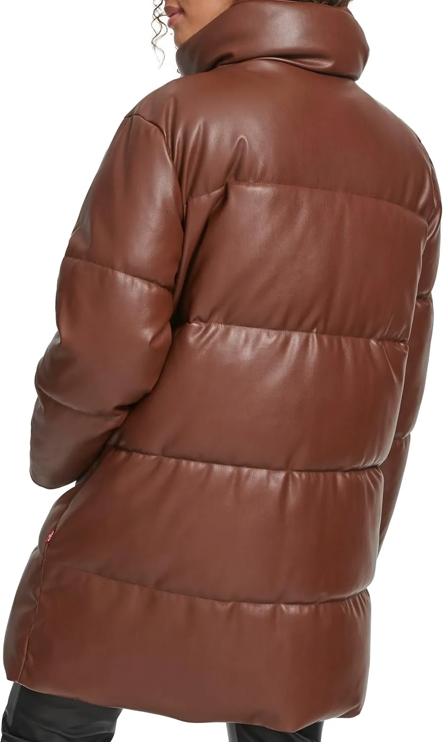 Levi's Women's Faux Leather Mid-Length Puffer Coat