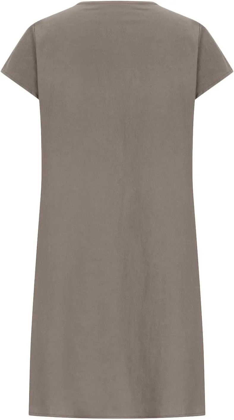 Linen Dresses for Women 2024 Short Sleeve Mini Dress Pleated Boho Summer Causal Dresses Dressy Causal T Shirt Dresses