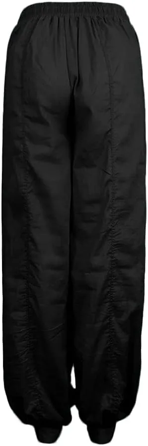 Linen Pants for Women Casual Beach Baggy Wide Leg Pants with Pockets Solid Travel Palazzo Pants for Women Beach