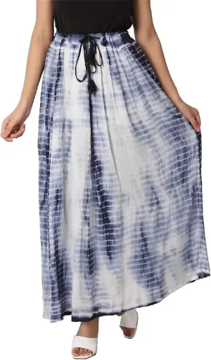 LMR Women's Basic Casual Tie Dye Trendy Skirt High Waisted Ankle Length Long Maxi Skirt