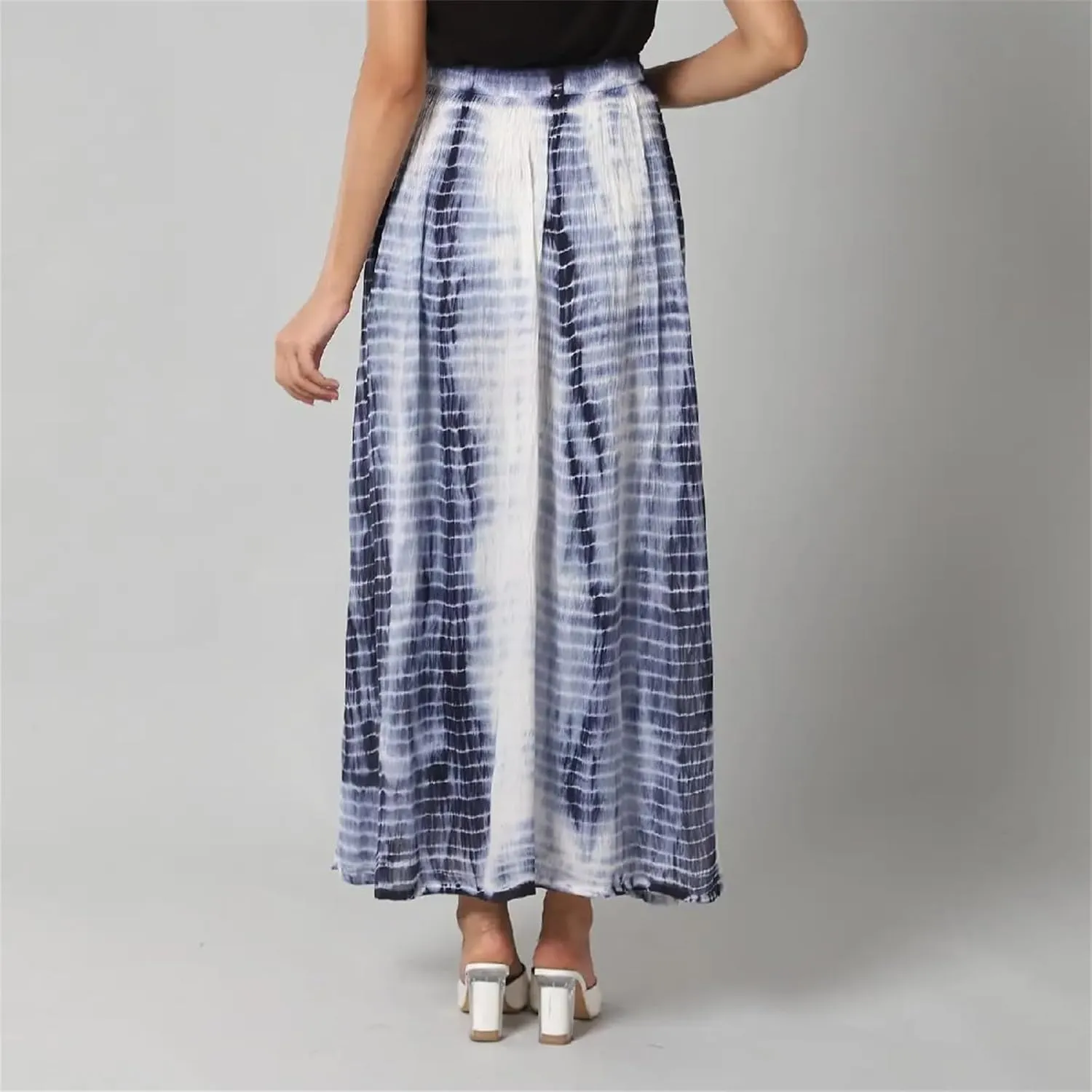 LMR Women's Basic Casual Tie Dye Trendy Skirt High Waisted Ankle Length Long Maxi Skirt