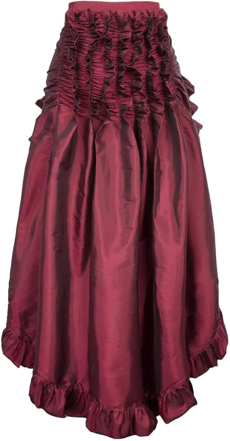 Long Skirts For Women Gothic Dress Vintage Renaissance Midi Skirt High Waist Irregular Hem Ruched Punk A-Line Skirt