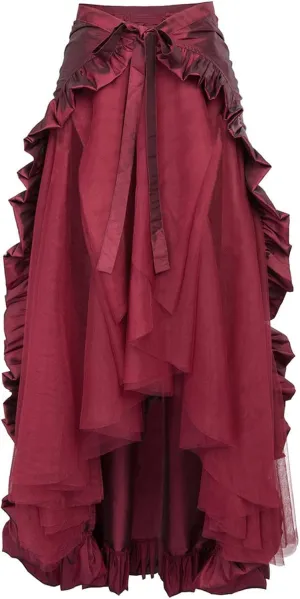 Long Skirts For Women Gothic Dress Vintage Renaissance Midi Skirt High Waist Irregular Hem Ruched Punk A-Line Skirt