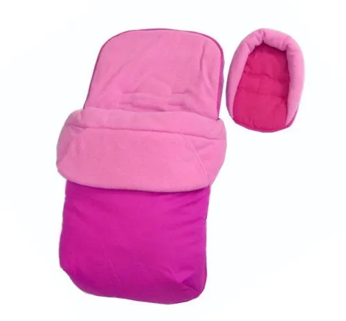 Luxury Footmuff & Head Hugger For Stroller Pushchair - Pink (Raspberry)