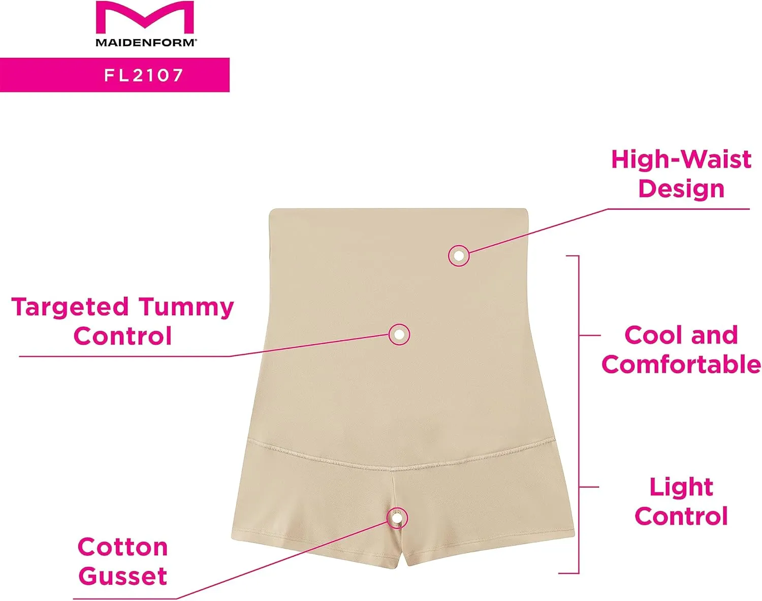 Maidenform Women's Shapewear Underwear, High-Waisted Body Shaper Shorts, Shapewear Tummy Control Boyshort