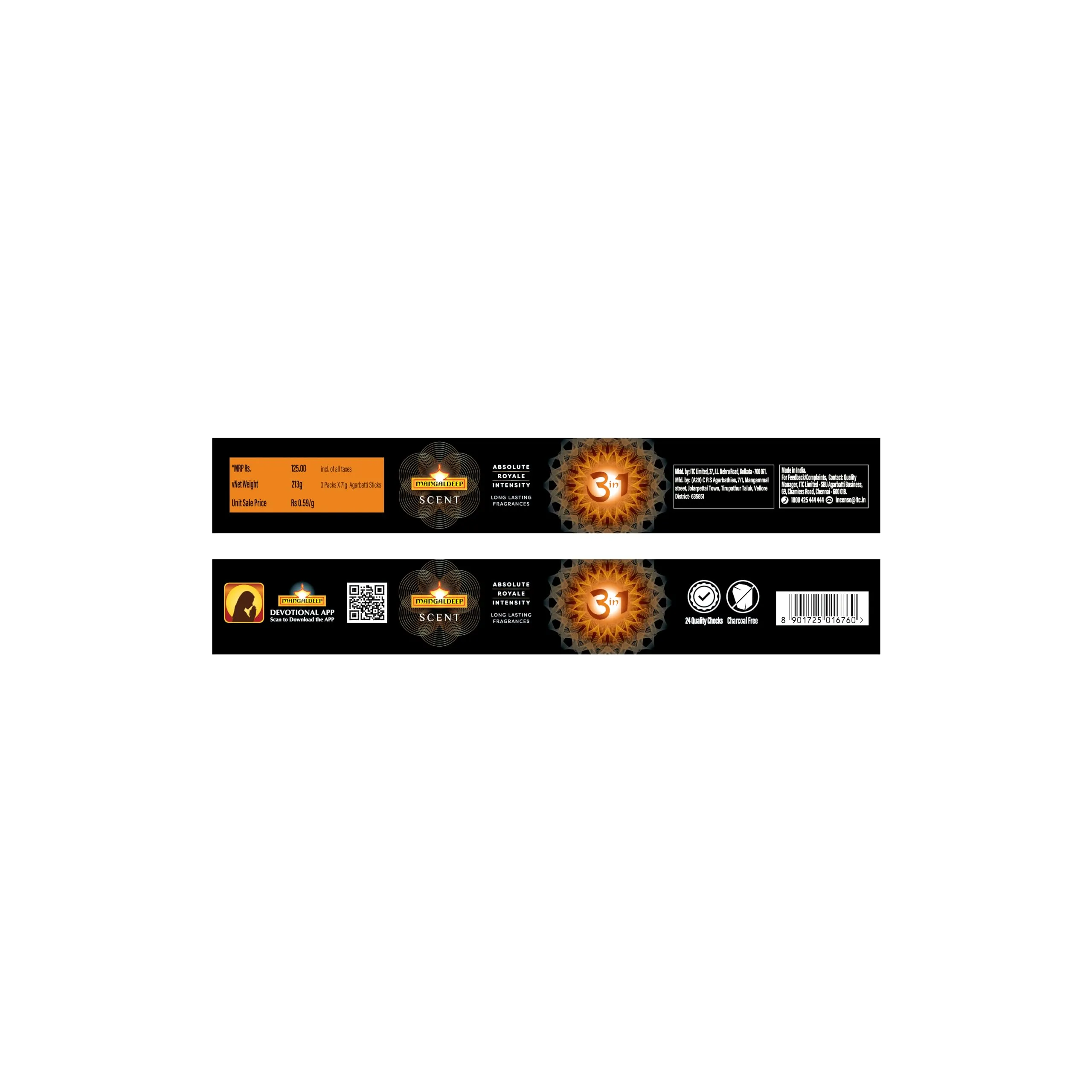 Mangaldeep Scent 3 in 1 with Infused Fragrances - Rs .125-213 Gms