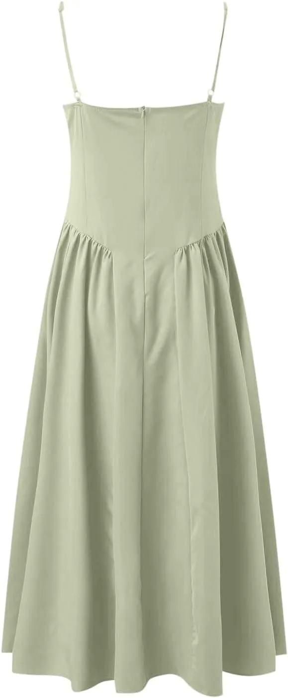 Maxi Dresses for Women 2025 Corset Dress Elegant Spaghetti Strap Bustier Midi Dress Flowy Formal Dresses