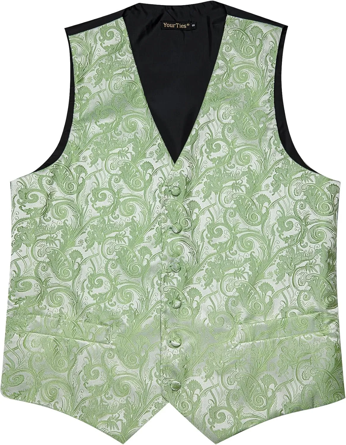 Mens Victorian Vest Tie Set Silk Paisley Suit Vests Formal Waistcoat Gothic Steampunk Vest with Notched Lapels