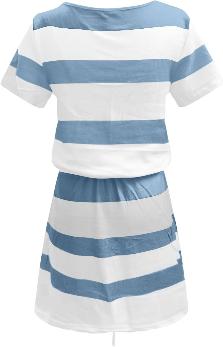 Midi Dresses for Women Summer Casual Striped Spaghetti Strap V Neck Dresses Drawstring Waist Vacation Beach Sundresses