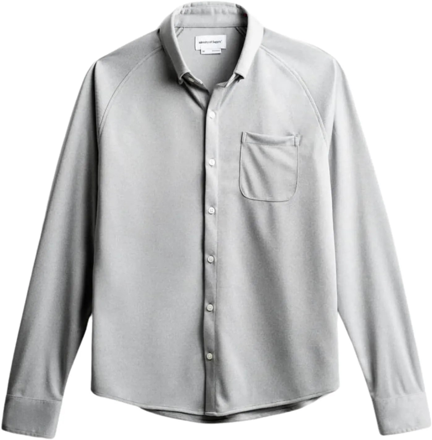Ministry of Supply Men's Apollo Raglan Sport Dress Shirt, Casual Long Sleeve Button Down, Moisture Wicking, Wrinkle-Resistant