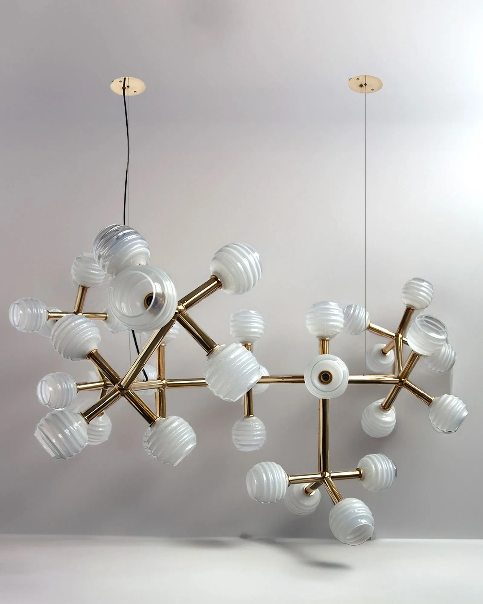 Nebula Chandelier with Beehive Glass