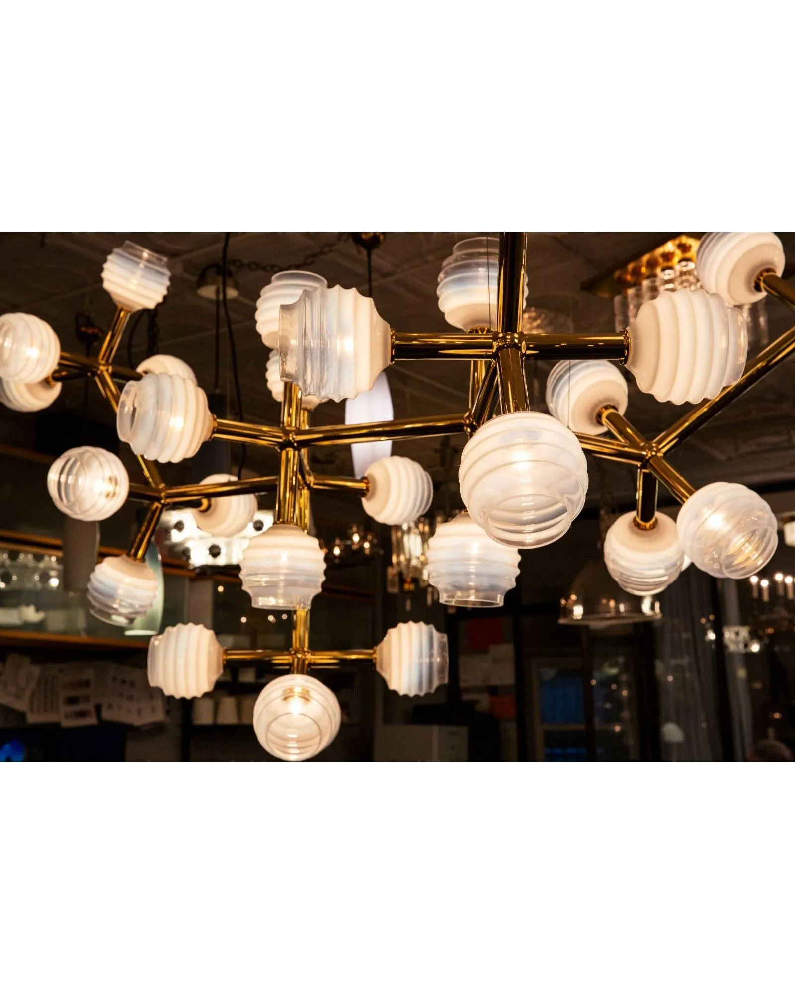 Nebula Chandelier with Beehive Glass