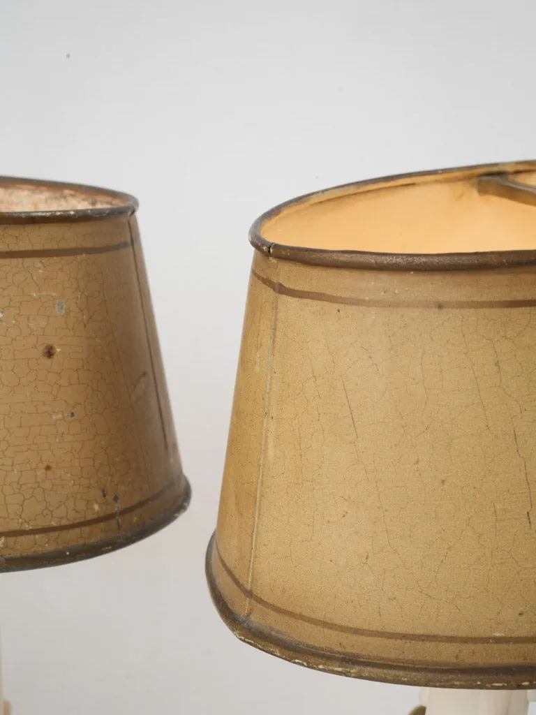Pair of brass 2-light bouillotte / adjustable desk lamps 15"