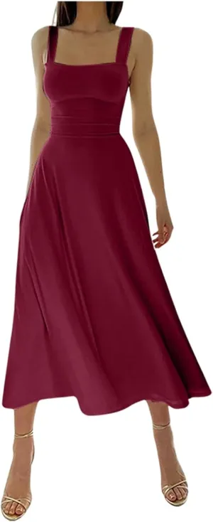 PTOLOCIF Plus Size Dresses for Curvy Women Spaghetti Strap Dress Sleeveless V Neck Cutout Slit Casual Party Maxi Dresses