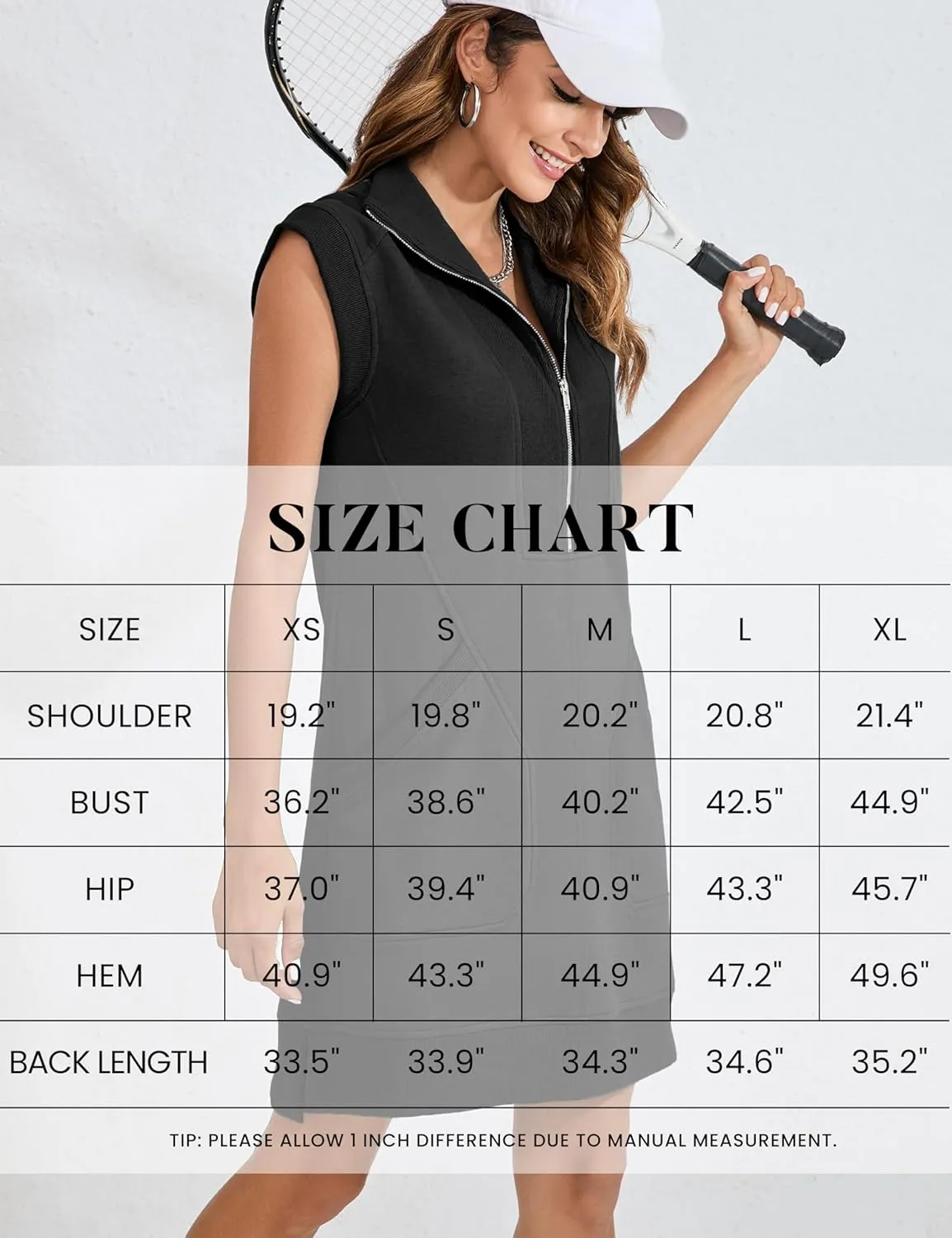 Qiaomai Womens Half Zip Sweatshirt Dresses Summer V Neck Sleeveless Pullover Tunic Tops Mini Dress