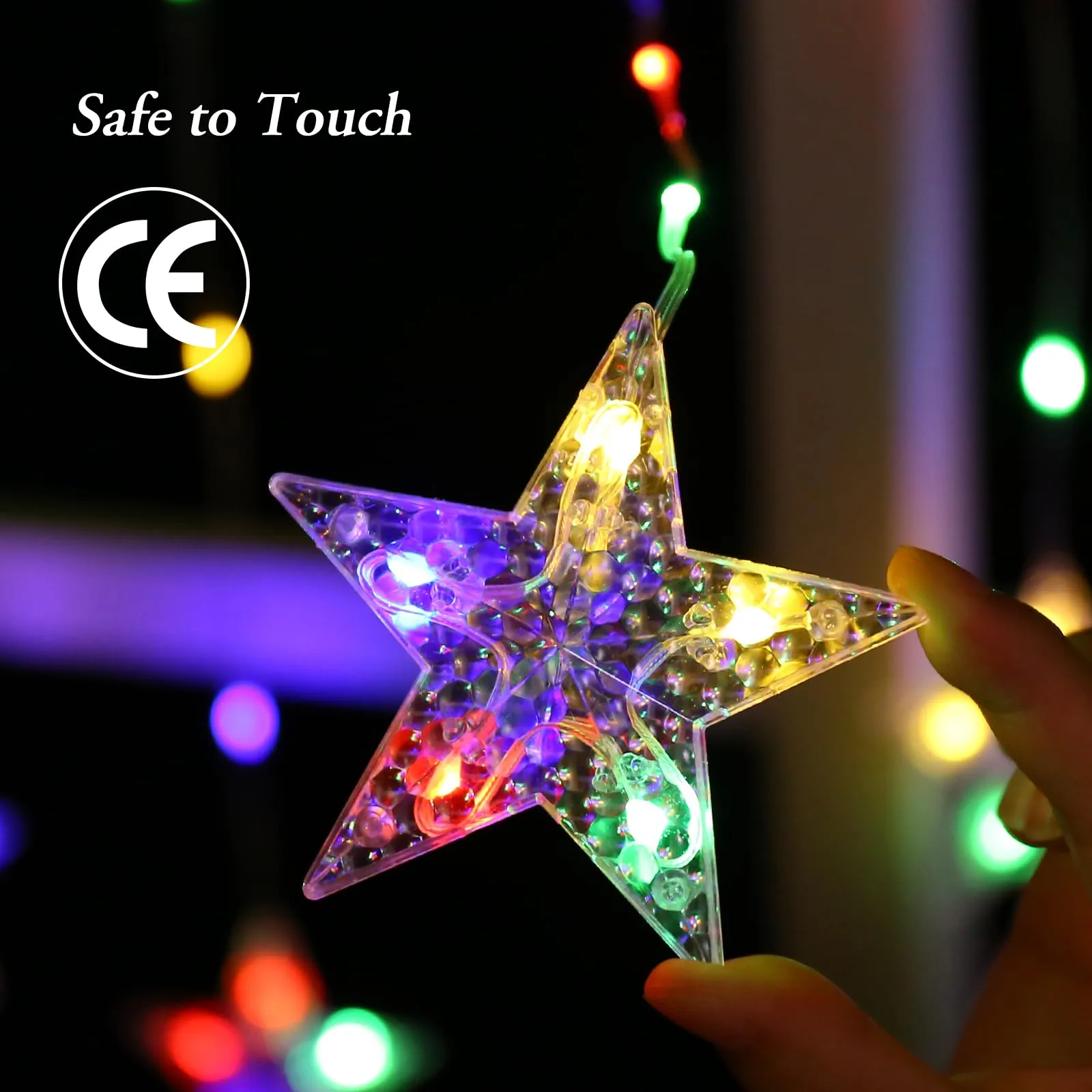 Quntis 76LED 9 Star Christmas Window Lights with Timer & 8 Mode, Waterproof Star Lights String for Diwali Christmas Decorations Outdoor Indoor