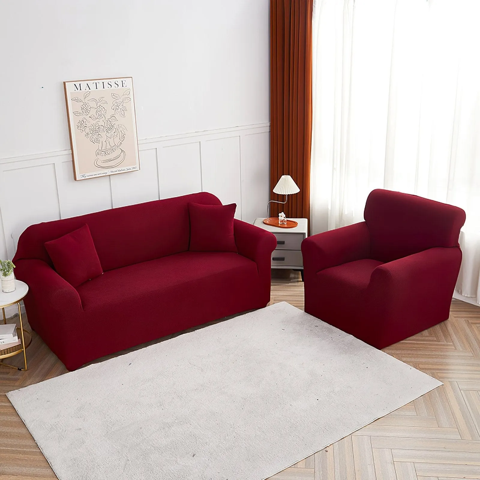 Red wine - 100% Waterproof and Ultra Resistant Stretch Armchair and Sofa Covers - The Sofa Cover House