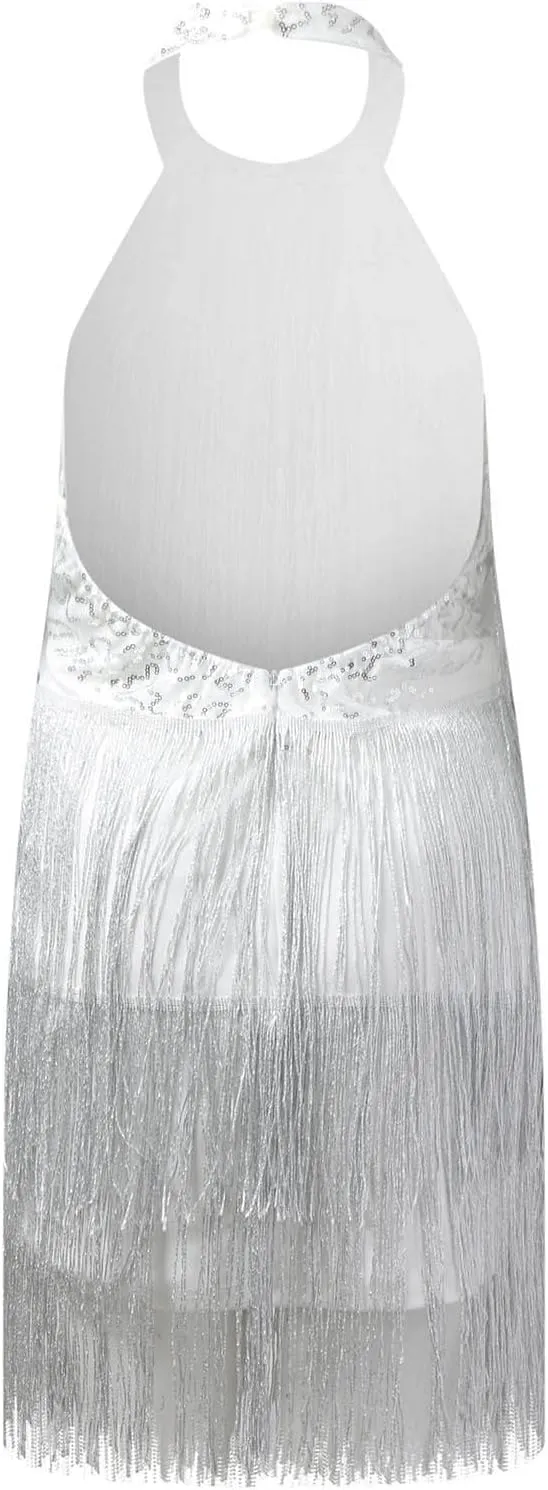 RKSTN Fringe Halter Dress Sexy Backless Slim Sling Dresses Cocktail Party Tassels Costume Flapper Dresses Short Skirt Dress
