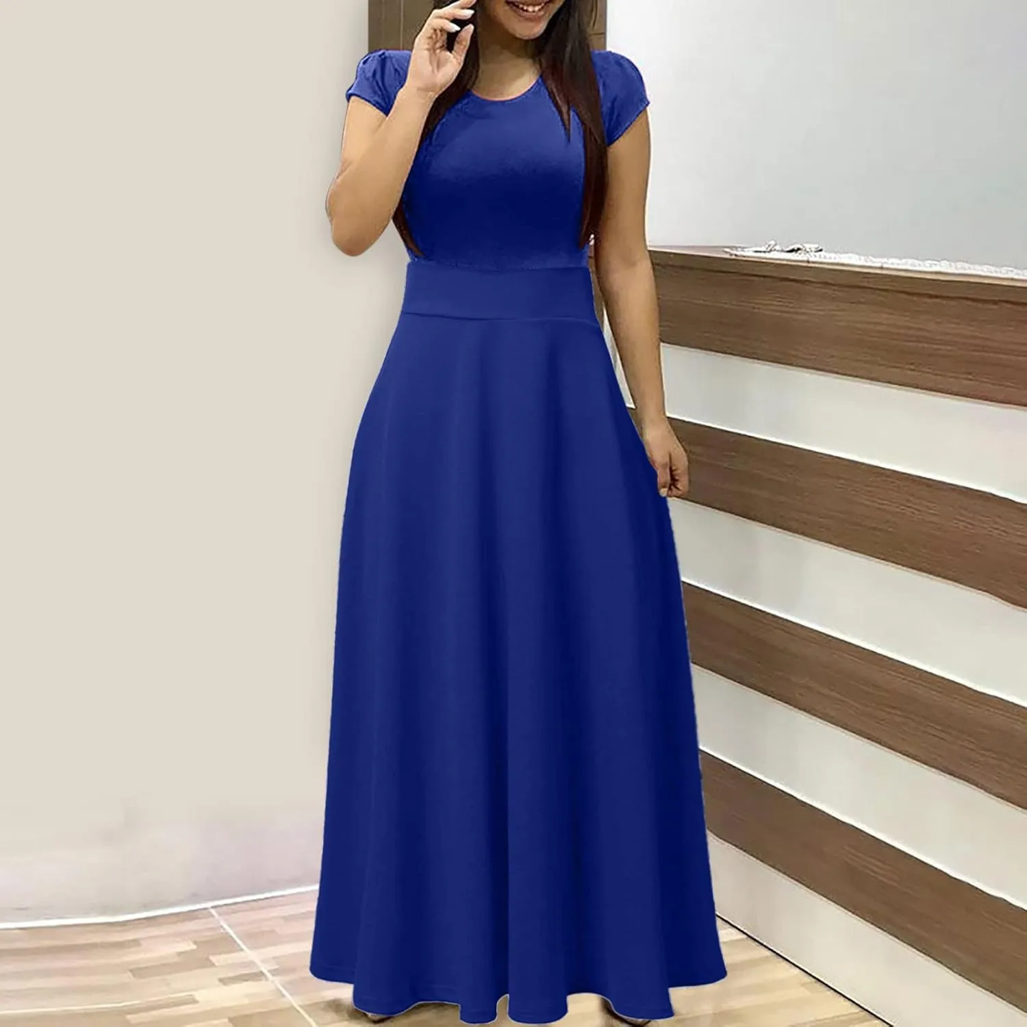 RKSTN Long Summer Dresses for Women 2025 Short Sleeve Solid Color Maxi Dress Prom Cocktail Ball Gowns Beach Party Sundresses