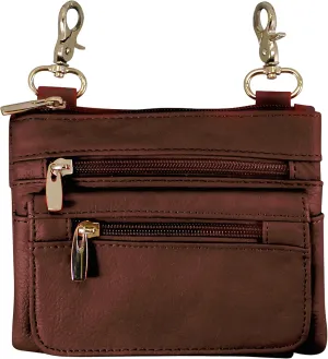 Roma Leathers Motorcyclist Fanny Pack - Four Main Compartments, Shoulder Strap - Brown