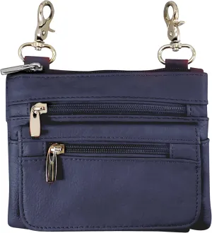Roma Leathers Motorcyclist Fanny Pack - Four Main Compartments, Shoulder Strap - Navy