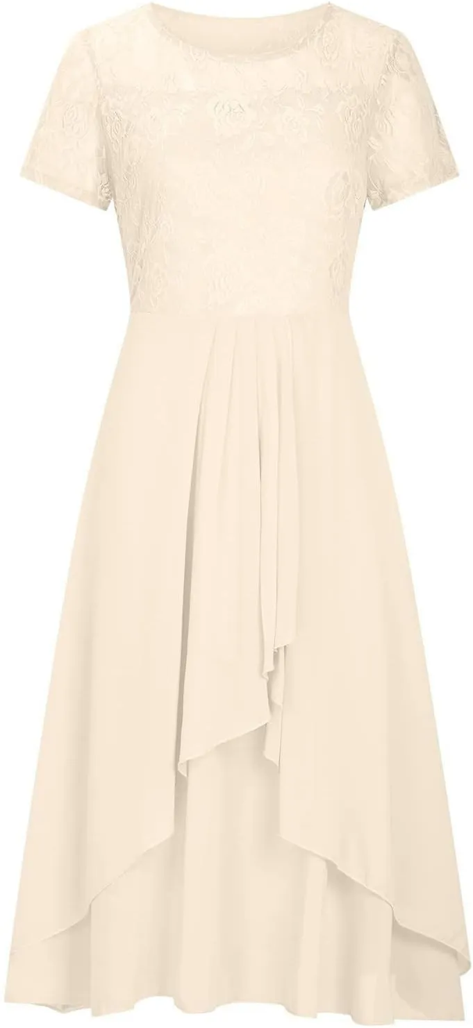 Rvidbe Casual Dresses for Women Summer Women Short Sleeve Dress Chiffon Bridesmaid Dresses Flowy Wedding Guest Dresses