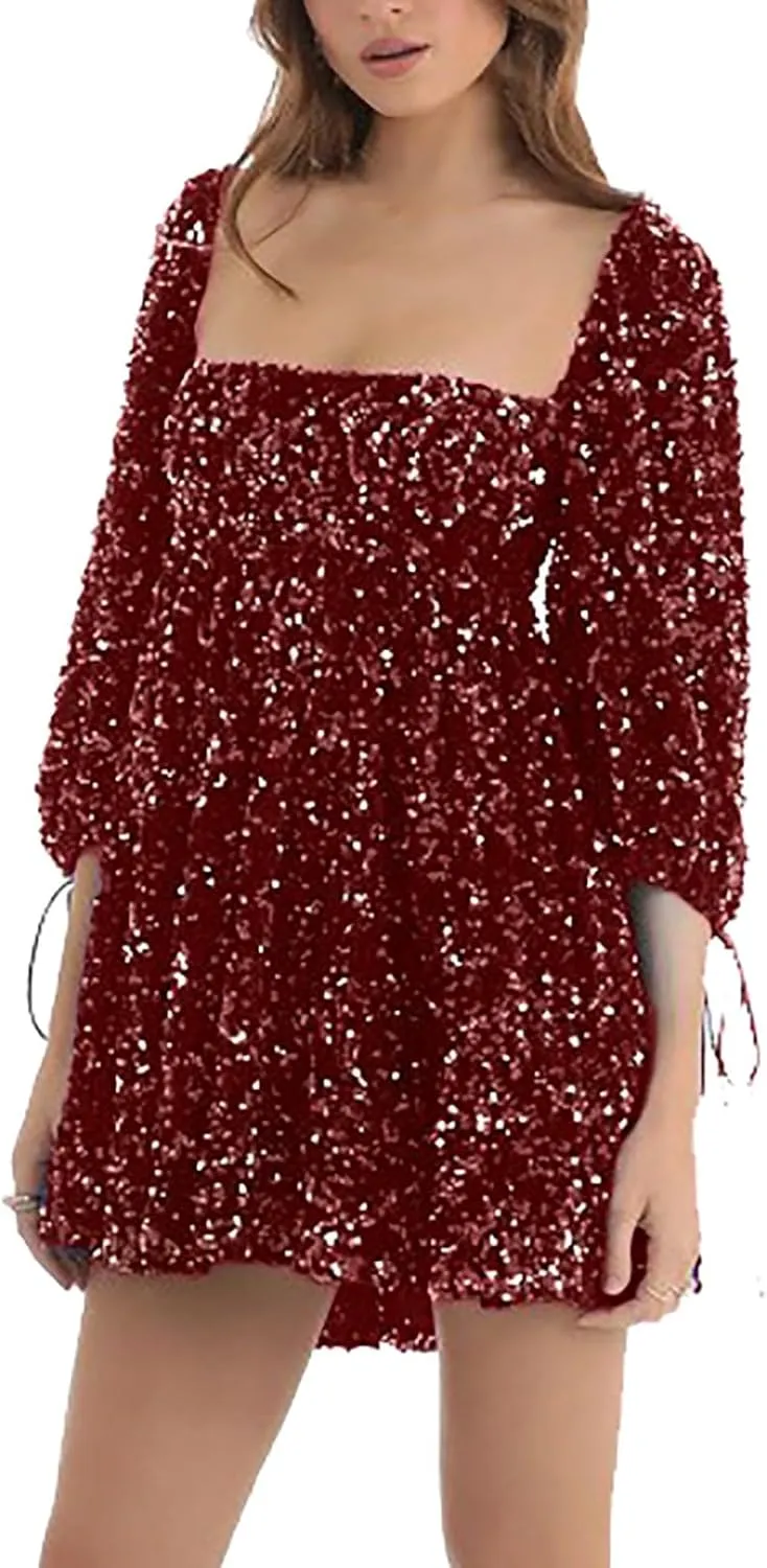 Sequin Cocktail Dresses for Women Sequin Masquerade Ballgowns Prom Grace Split Gown Bridesmaid Birthday Ballgowns