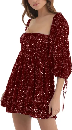 Sequin Cocktail Dresses for Women Sequin Masquerade Ballgowns Prom Grace Split Gown Bridesmaid Birthday Ballgowns
