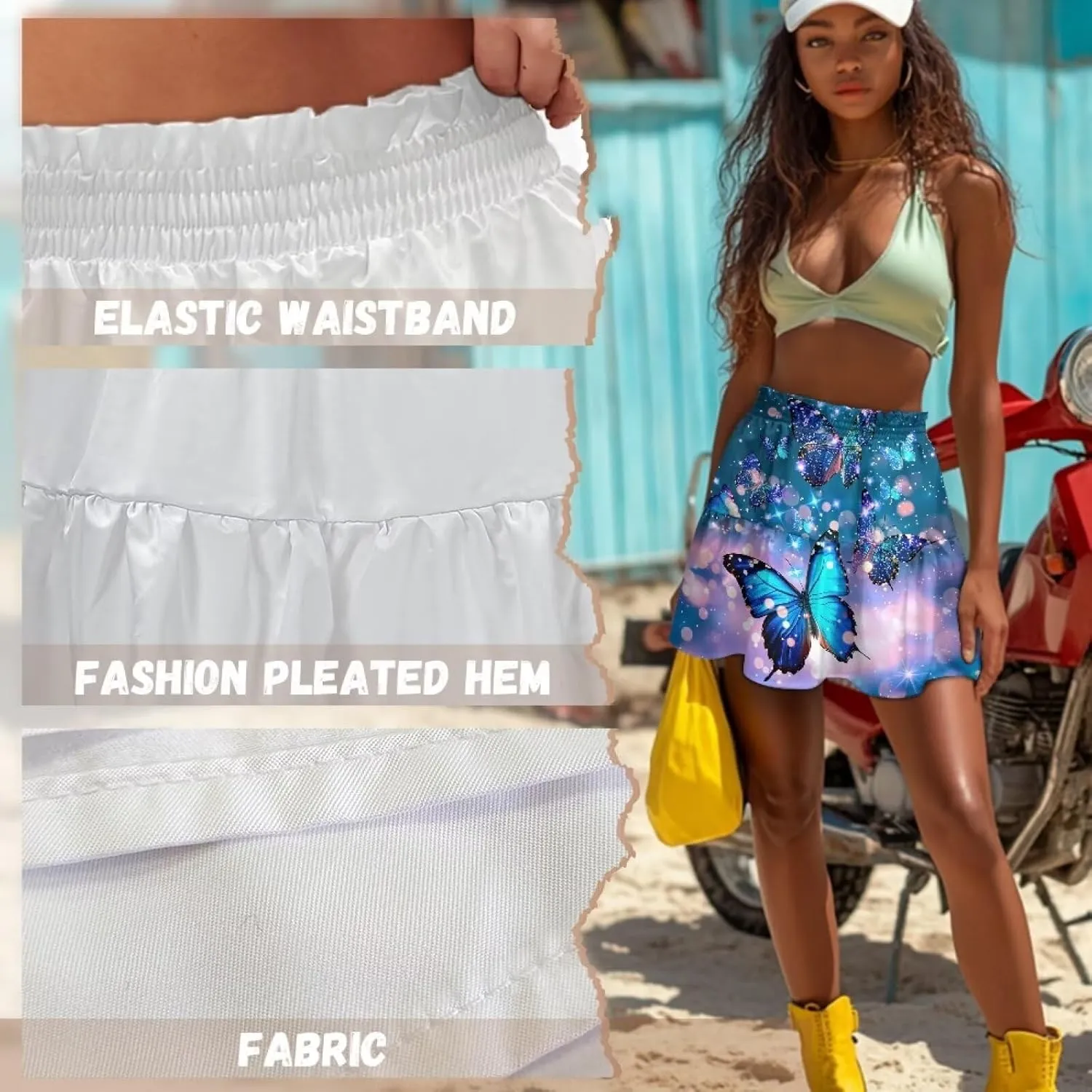Short Skirts for Women Sexy High Waist Tiered Mini Skirt