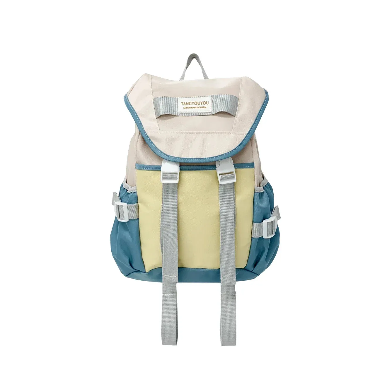 Sohiwoo Zipper Nylon High Aesthetic Youth Backpacks Simple and Lightweight Contrasting Color School Bags Niche Design Hiking Travel Bag