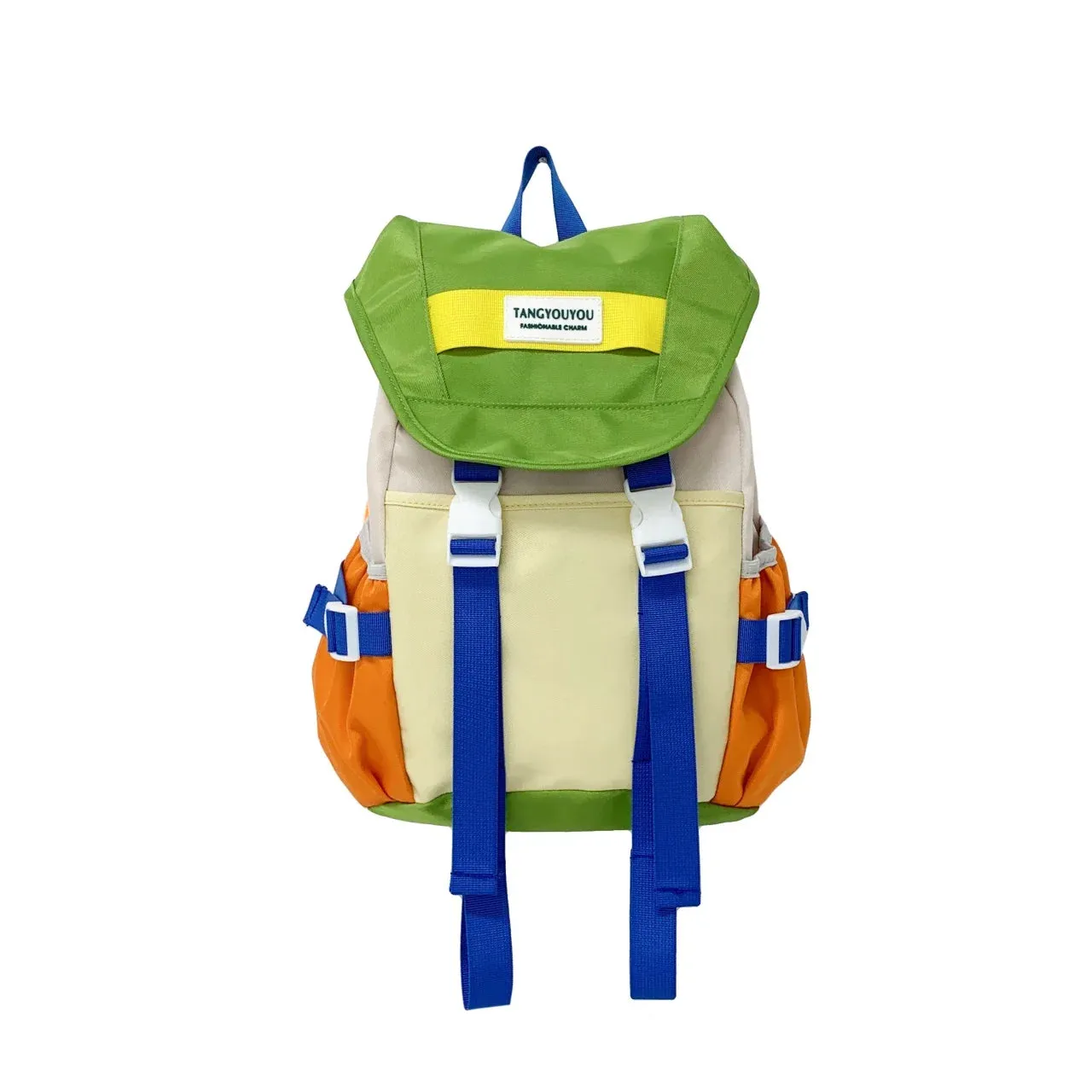 Sohiwoo Zipper Nylon High Aesthetic Youth Backpacks Simple and Lightweight Contrasting Color School Bags Niche Design Hiking Travel Bag
