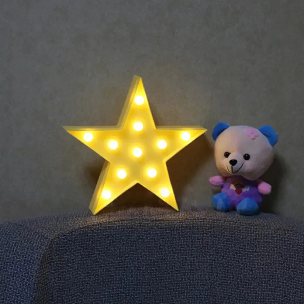 Star Shaped LED Night Light - Artistic Battery Powered Wall Light for Kindergarten